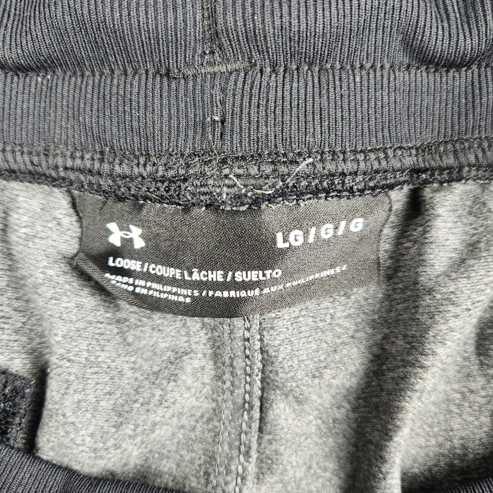 Under Armour Joggers Pants Mens L Gray Fleece Lined Loose Fit Tapered Zip Pocket